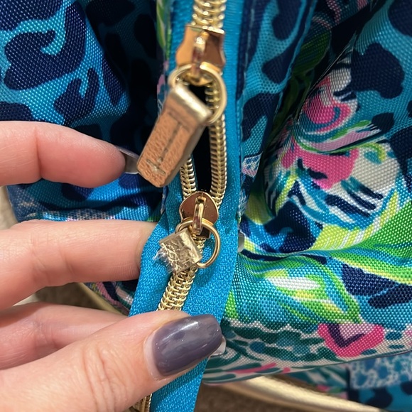 Lilly pulitzer traveler bag weekender large duffel bag blue patchwork - Picture 4 of 9